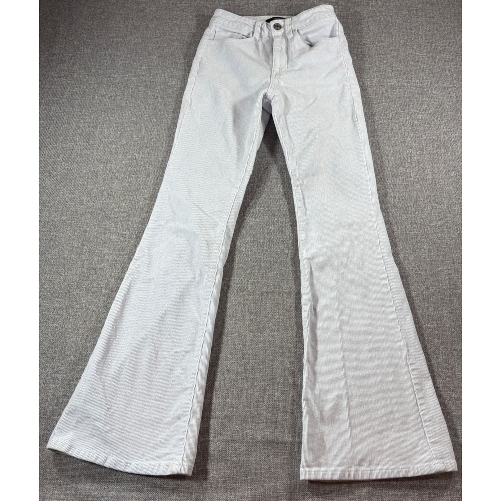 Forever 21 Women's S Corduroy Flare Pants‎ Light Gray Y2K Boho Stretch Mid Rise